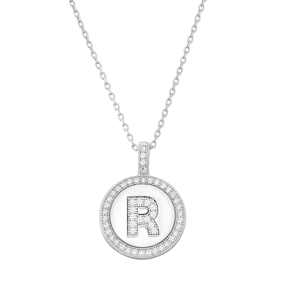 Sterling Silver Cubic Zirconia Initial Pendant Necklace, Women's, Size: 18" Product Image