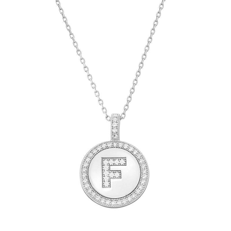 Sterling Silver Cubic Zirconia Initial Pendant Necklace, Women's, Size: 18" Product Image