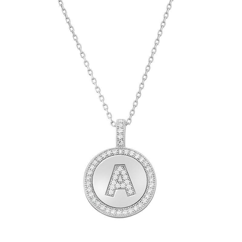 Sterling Silver Cubic Zirconia Initial Pendant Necklace, Women's, Size: 18" Product Image