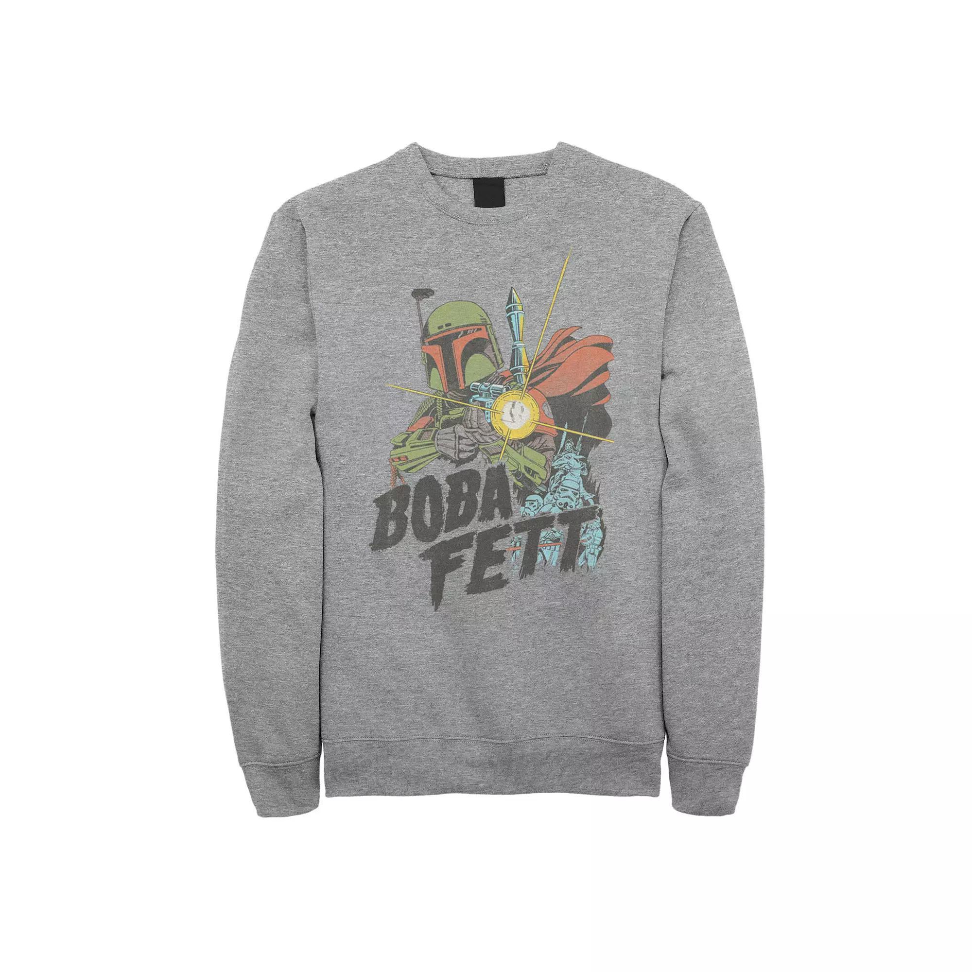 Mens Star Wars Boba Fett Retro Portrait Sweatshirt Athletic Grey Product Image