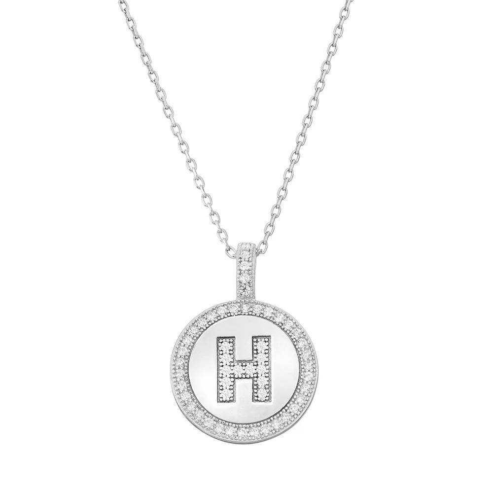 Sterling Silver Cubic Zirconia Initial Pendant Necklace, Women's, Size: 18" Product Image