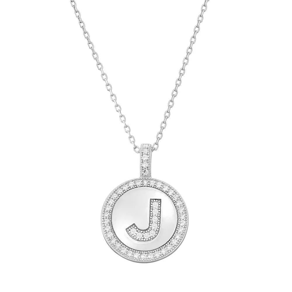 Sterling Silver Cubic Zirconia Initial Pendant Necklace, Women's, Size: 18" Product Image