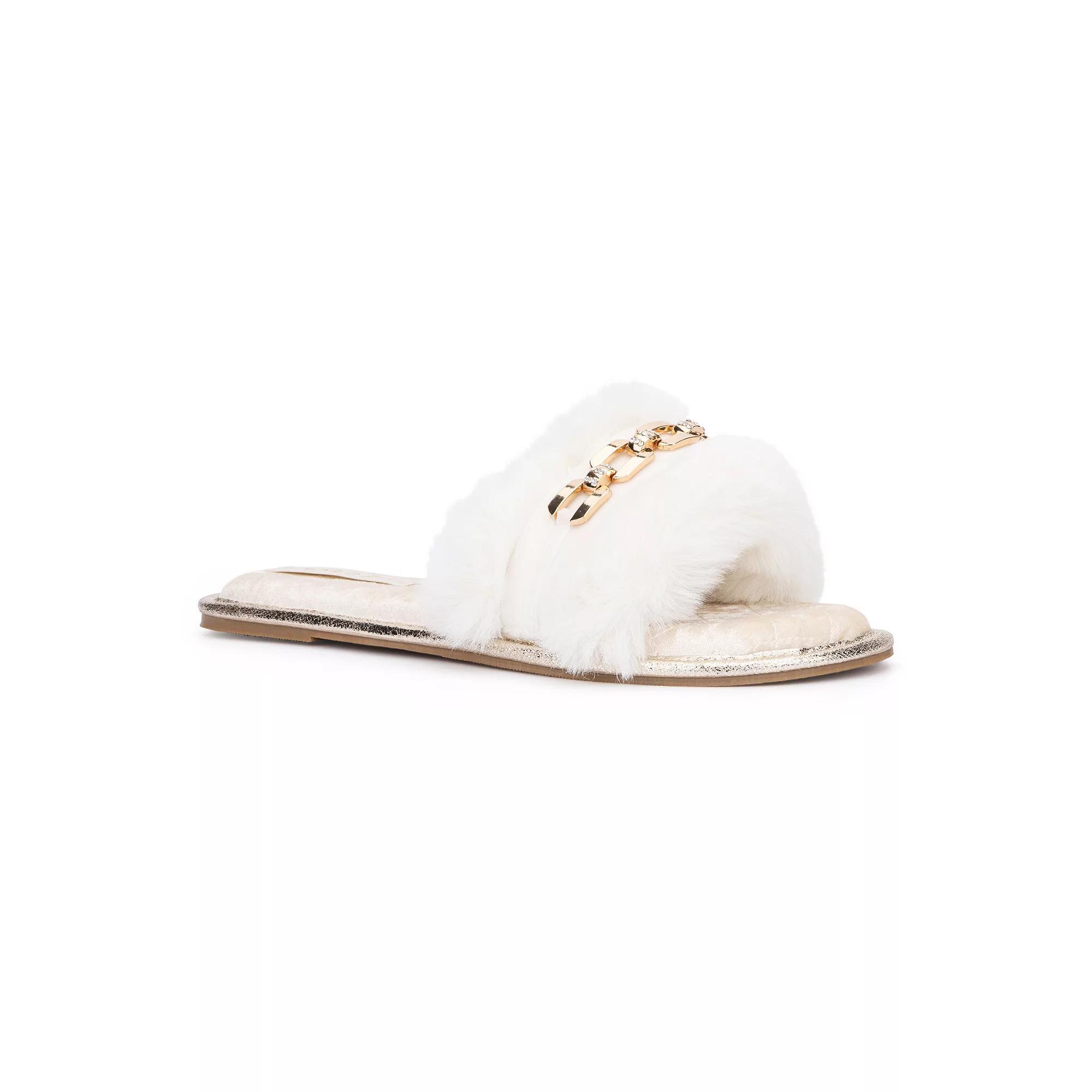 Torgeis Valentina Womens Faux Fur Slide Slippers Product Image