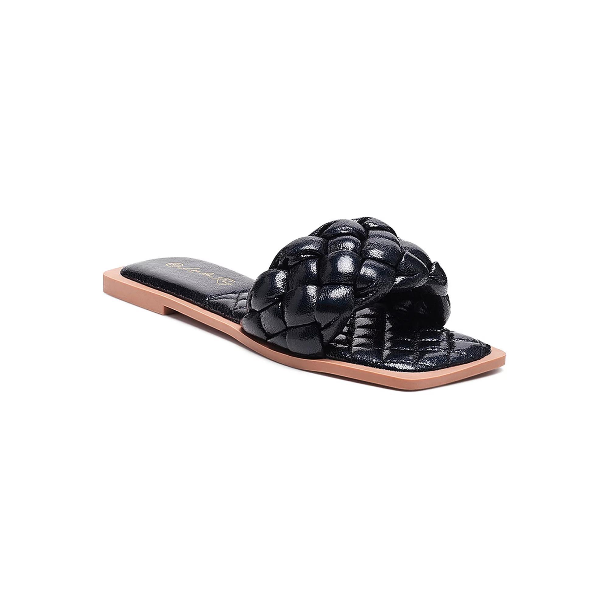 London Rag Marcue Women's Woven Slide Sandals, Size: 6, Black Product Image