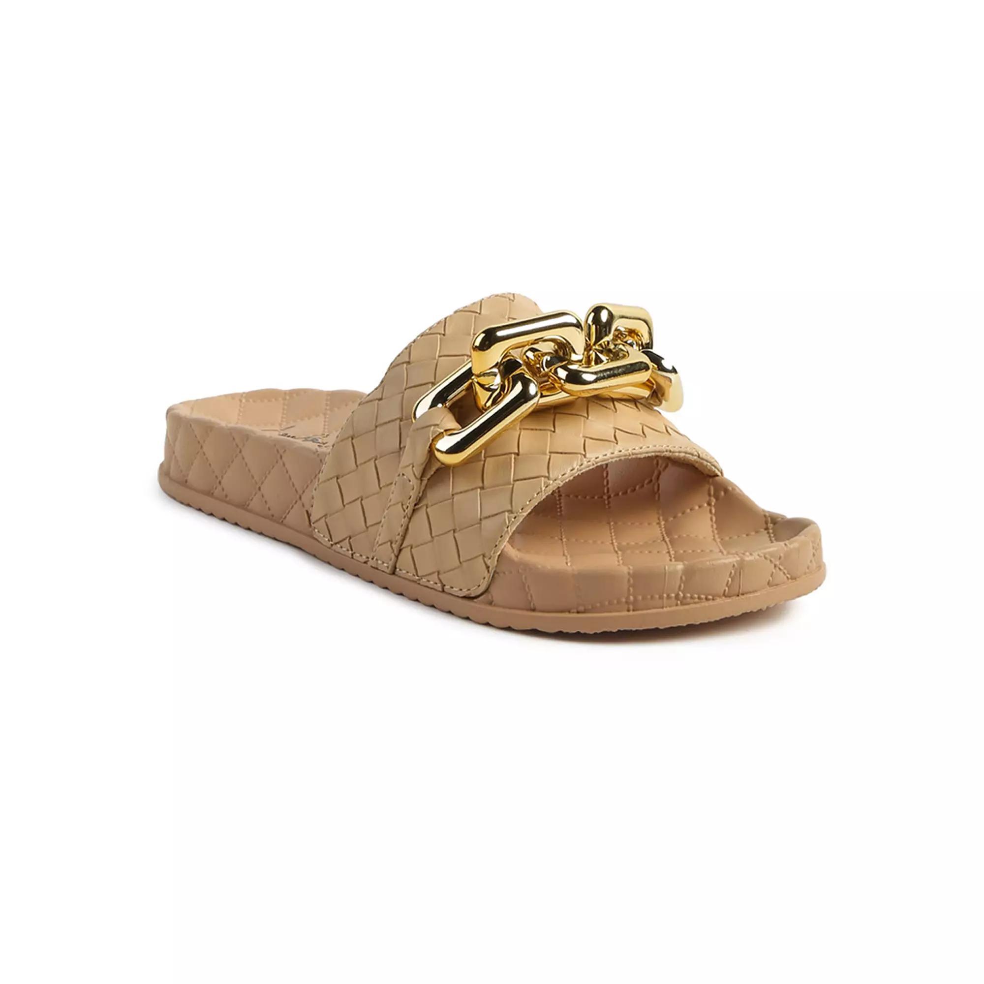 London Rag Women's Miami Shot Bling Chain Strap Slide Sandals, Size: 8, Pink Product Image