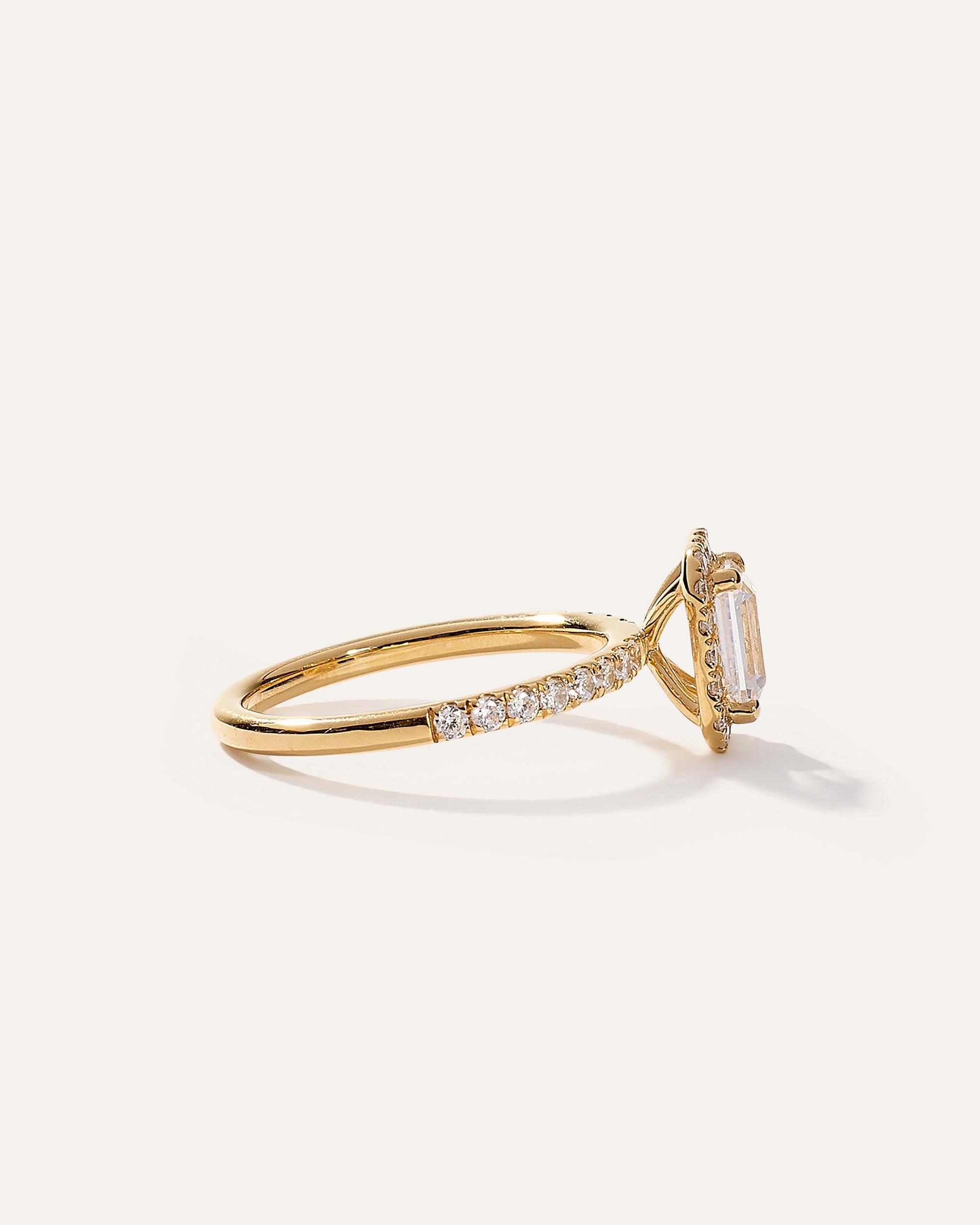Quince | Women's Lab Grown Diamond Emerald Halo Pave Engagement Ring Product Image