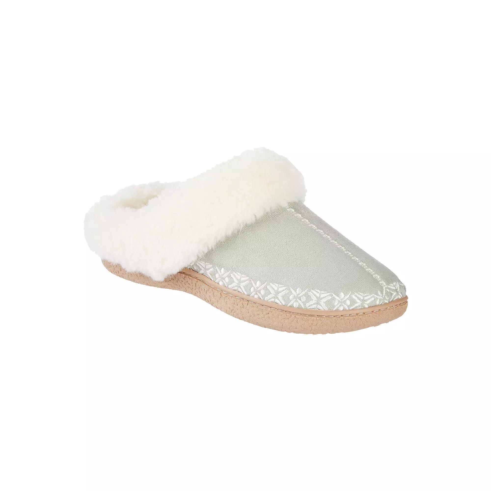 isotoner Clara Embroidered Microsuede Clog Women's Slippers with Memory Foam, Size: Large, Raisin Product Image