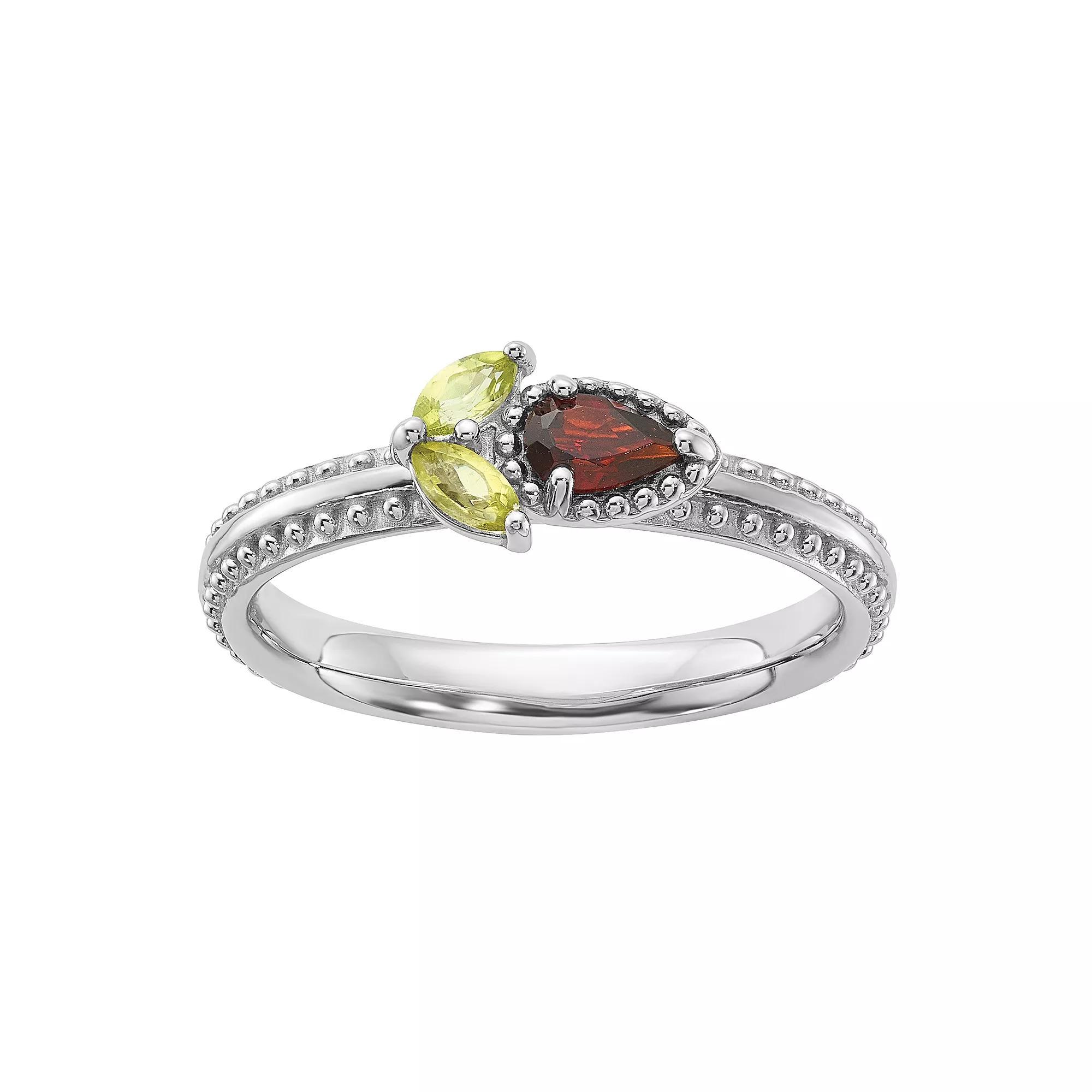 Stacks & Stones Sterling Silver Gemstone Flower Stackable Ring, Women's, Size: 7, Citrine Product Image