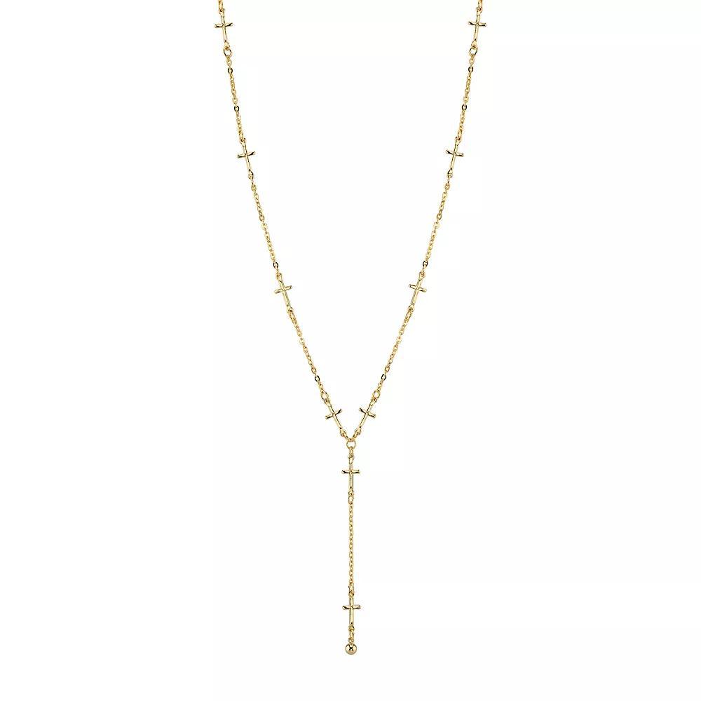 1928 14k Gold-Plated Cross Y Necklace, Womens Product Image