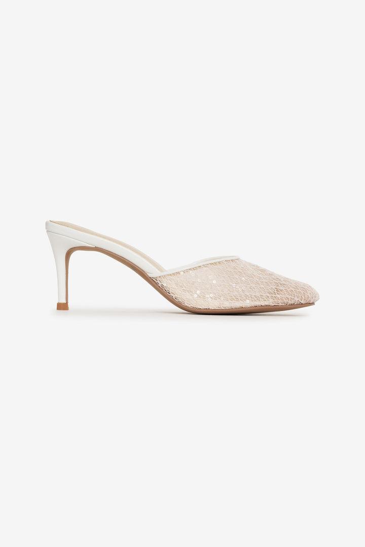 Claudia Lace Heel — White Product Image