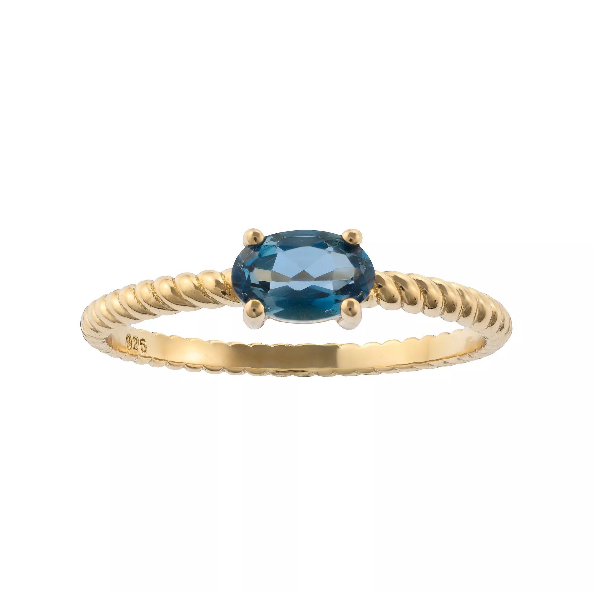 Gemistry 14k Gold Oval Cut London Blue Topaz Ring, Women's, Size: 9 Product Image