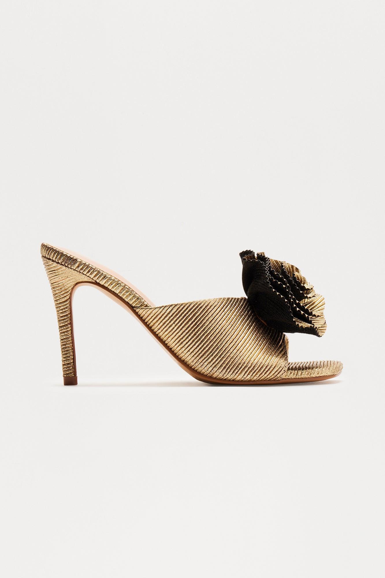 Stunner Flower 4″ Heels - Gold Product Image