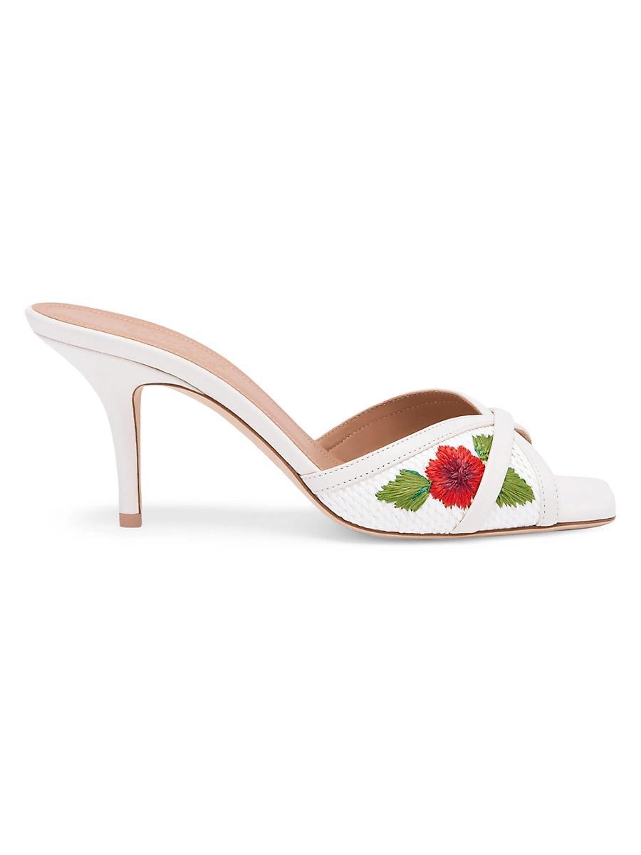 Womens Perla 70MM Flower Embroidered Raffia Sandals Product Image