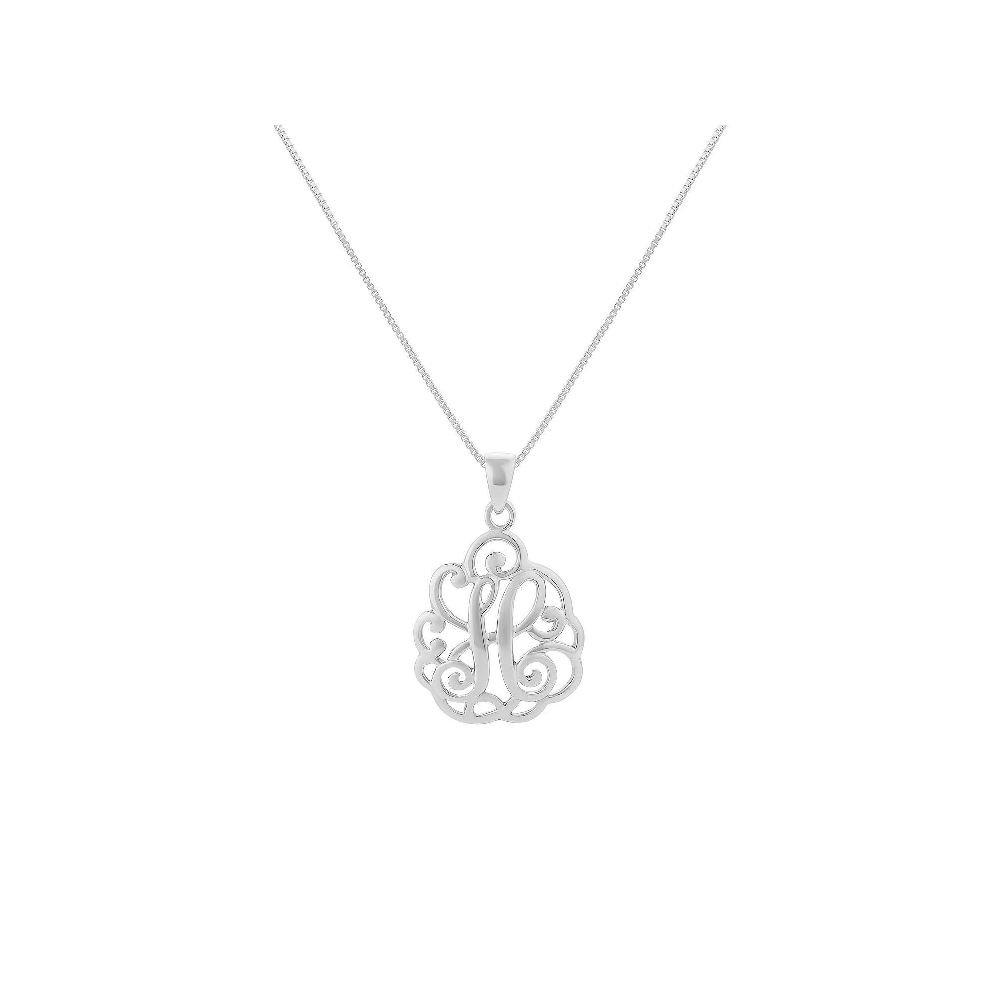 PRIMROSE Sterling Silver Monogram Initial Pendant Necklace, Women's, Size: 18", Silver Tone F Product Image