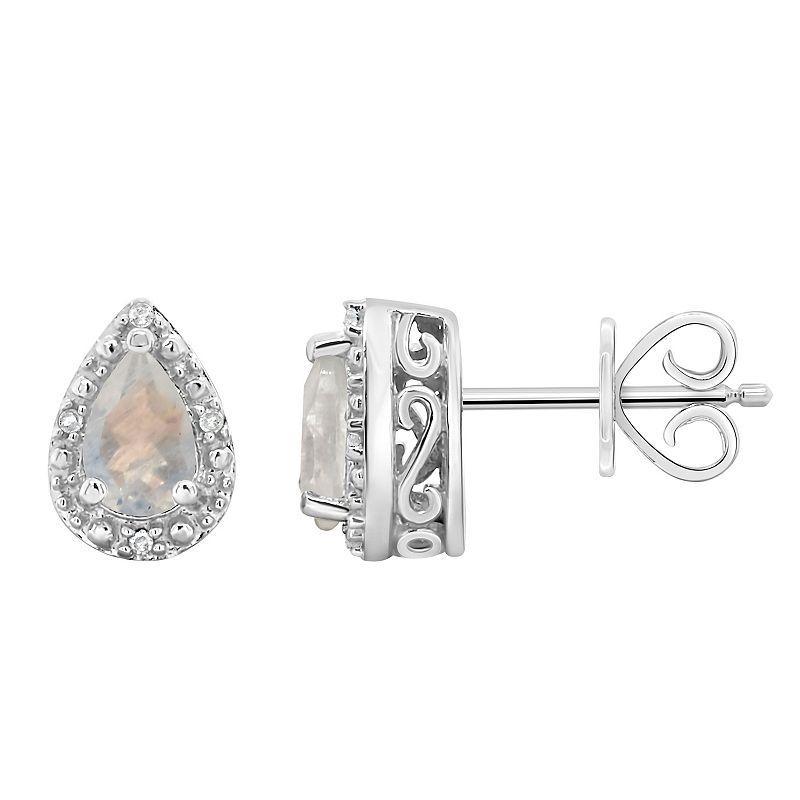 Celebration Gems Sterling Silver Pear Shaped Genuine Amethyst Diamond Accent Stud Earrings, Women's, Blue Topaz Product Image