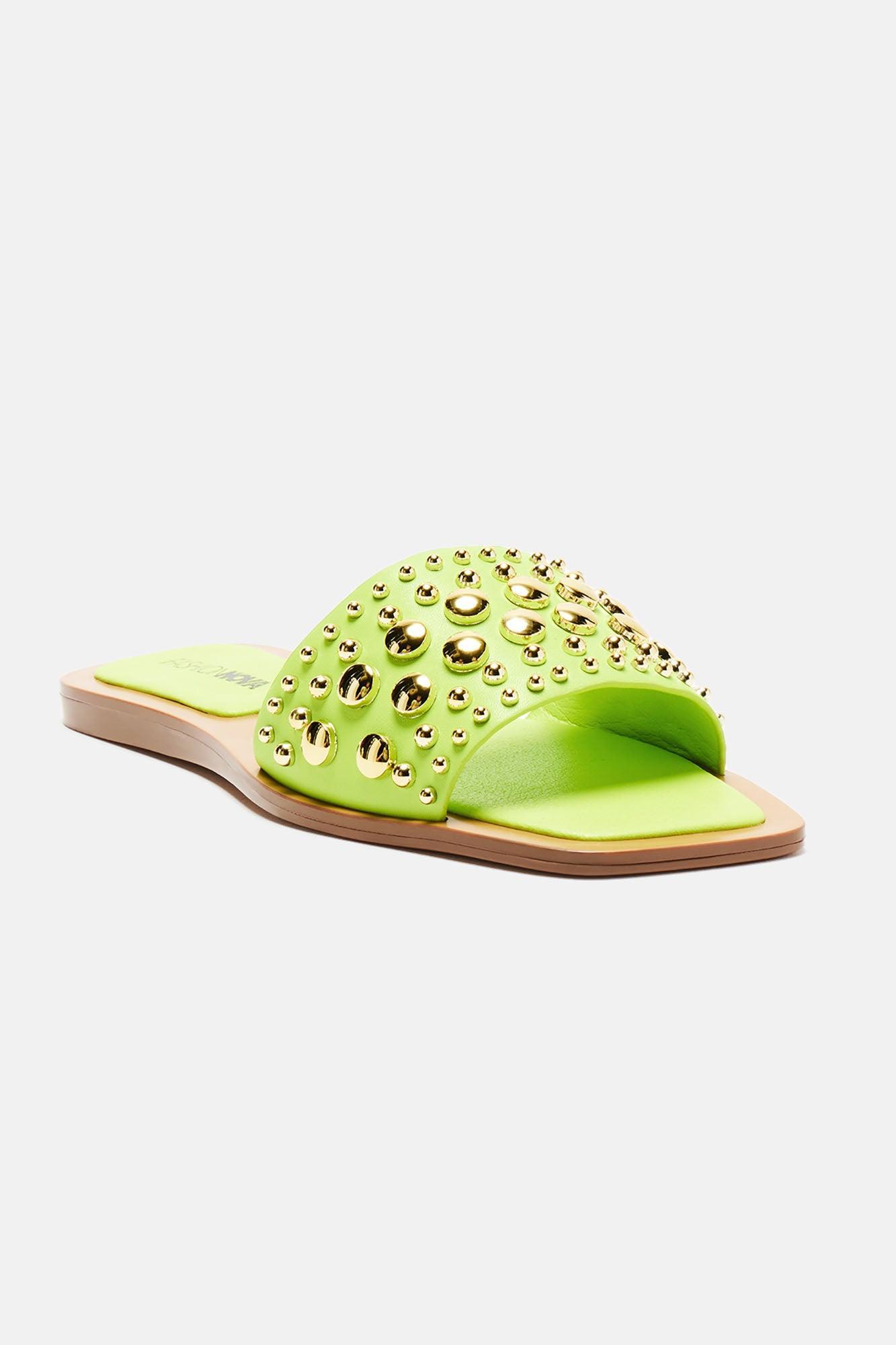 Easy On The Eyes Flat Sandals - Chartreuse Product Image