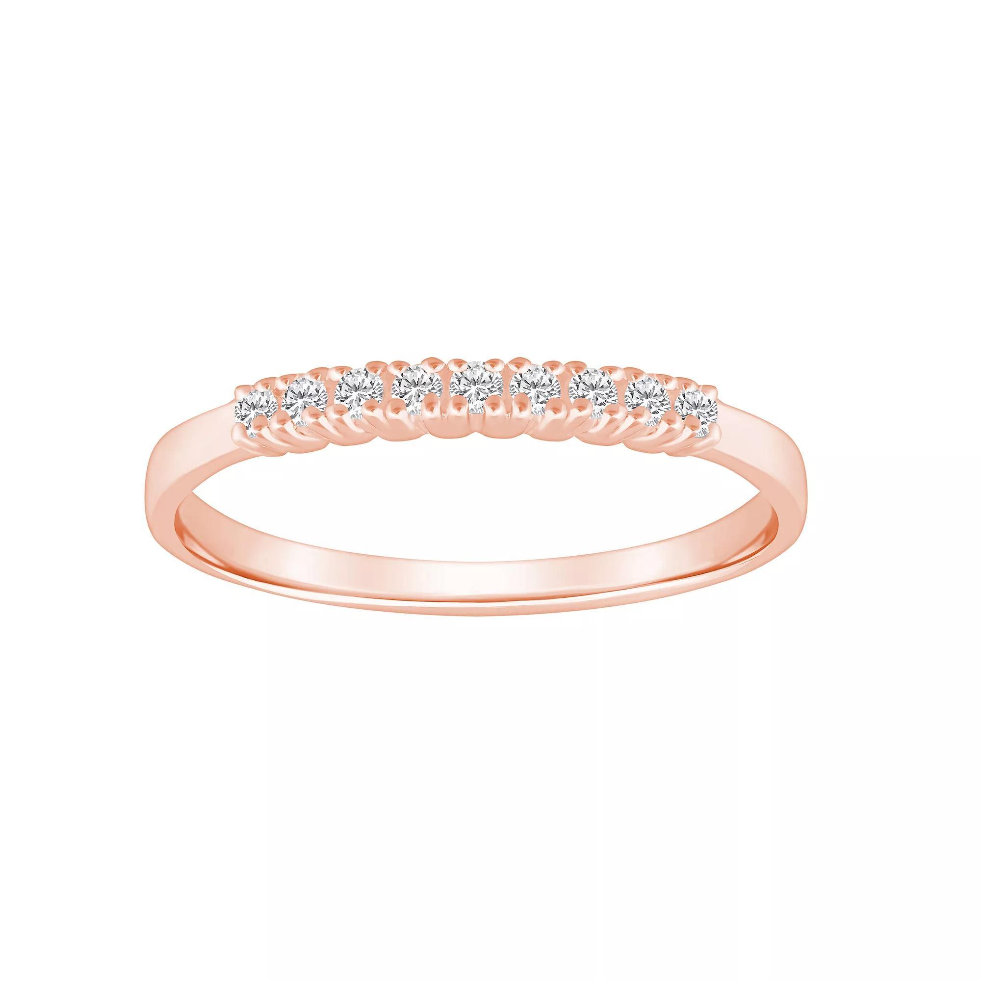Alyson Layne 14k Gold 1/7 Carat T.W. Diamond 9-Stone Wedding Ring, Womens Pink Product Image