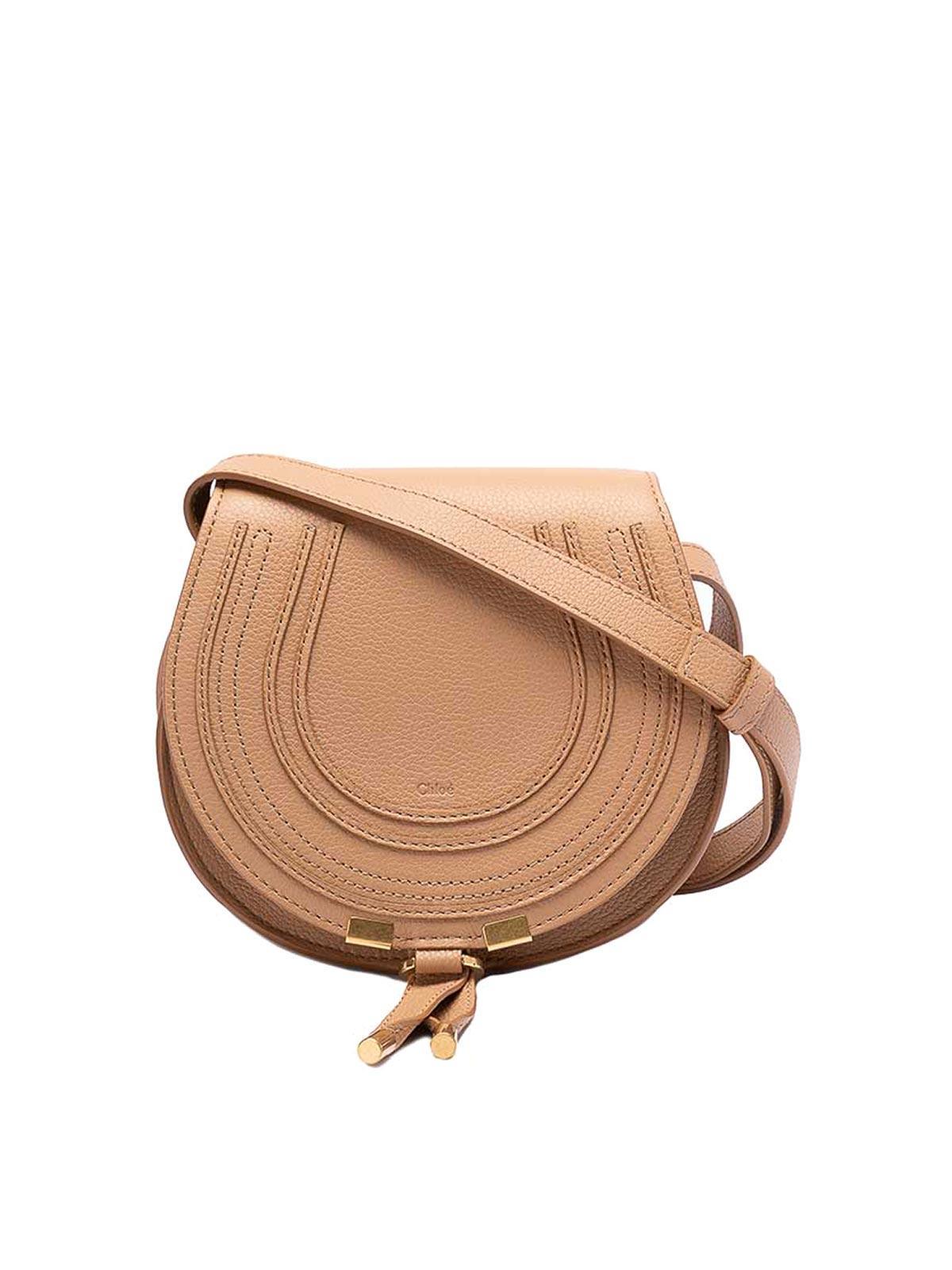 CHLOÉ Marcie Small Saddle Bag In Beige Product Image