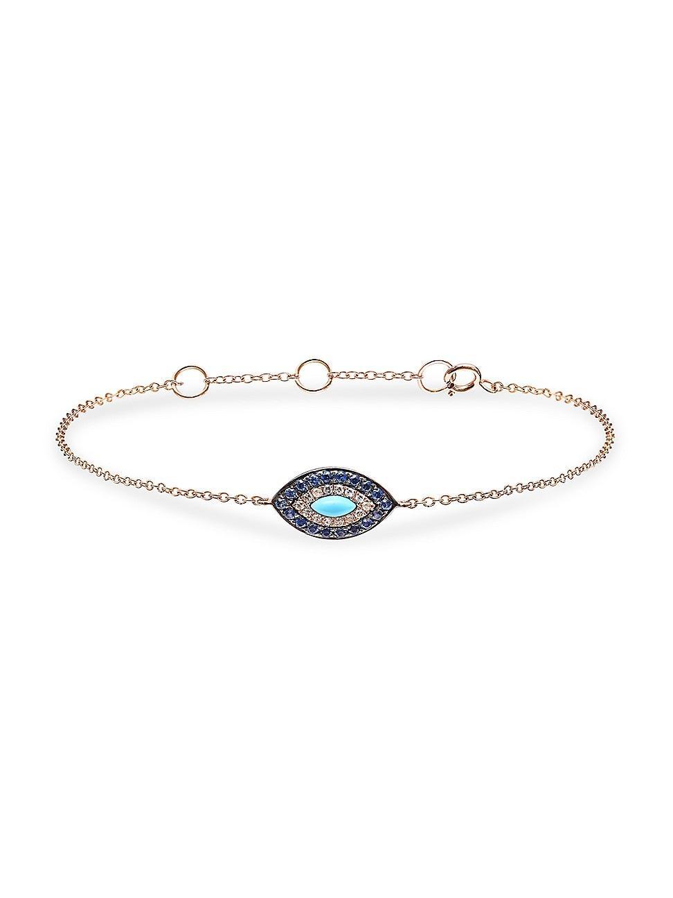 Womens Marbella 18K Rose Gold & 0.5 TCW Diamond Evil Eye Bracelet Product Image