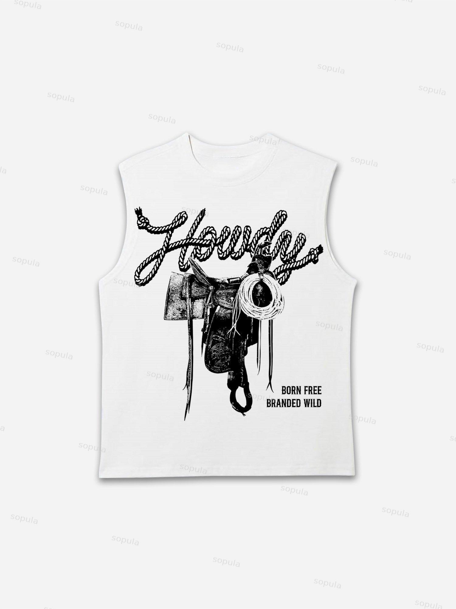 Howdy Cowboy Saddle Vintage Graphic Tank Top Product Image