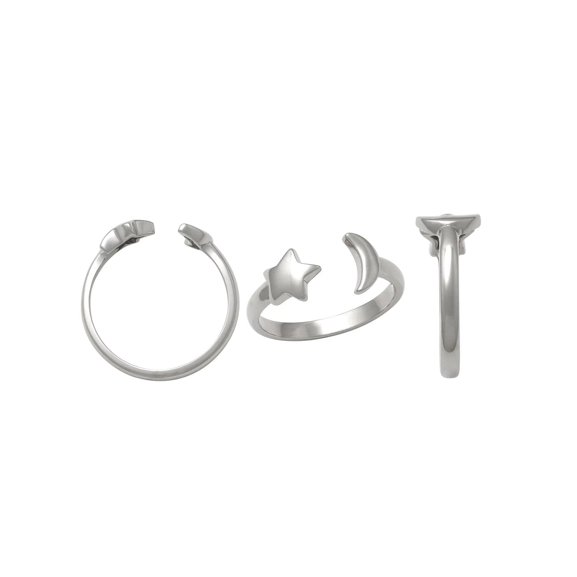 Amella Jewels Sterling Silver Star & Moon Toe Ring, Women's Product Image