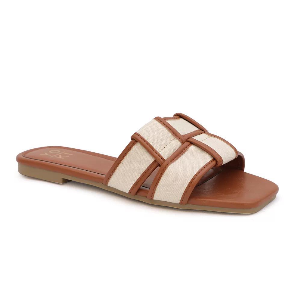 Yoki Essie Women's Denim Checkered Stone & Fringe Sandals, Size: 10 Product Image