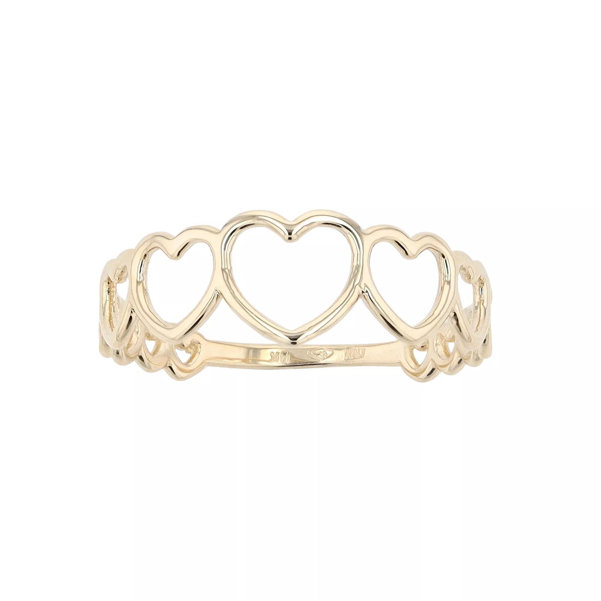 Au Naturale 14k Yellow Gold Graduated Hearts Ring, Women's, Size: 7, 14k Gold Product Image
