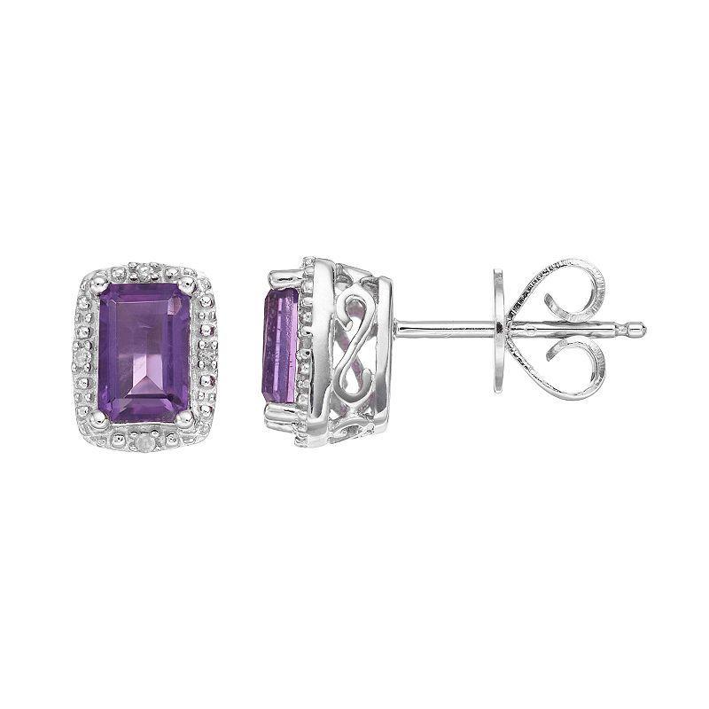 Celebration Gems Sterling Silver Pear Shaped Genuine Amethyst Diamond Accent Stud Earrings, Women's, Blue Topaz Product Image