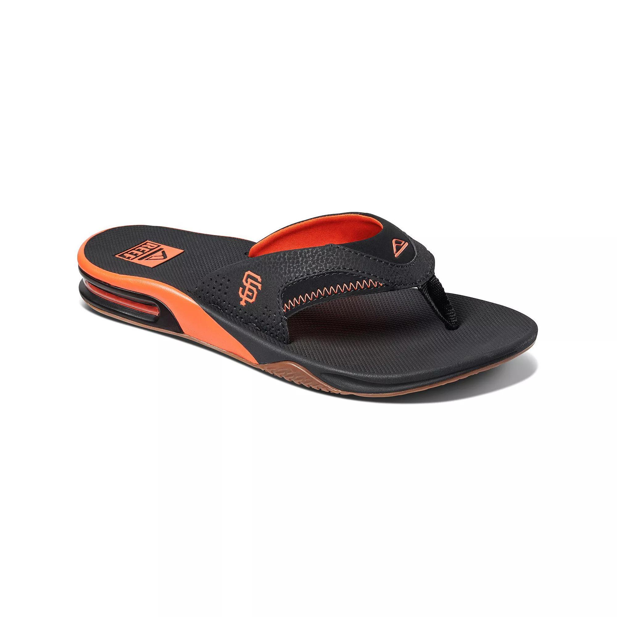 Men's REEF San Francisco Giants Fanning Bottle Opener Sandals, Size: 12, Black Product Image