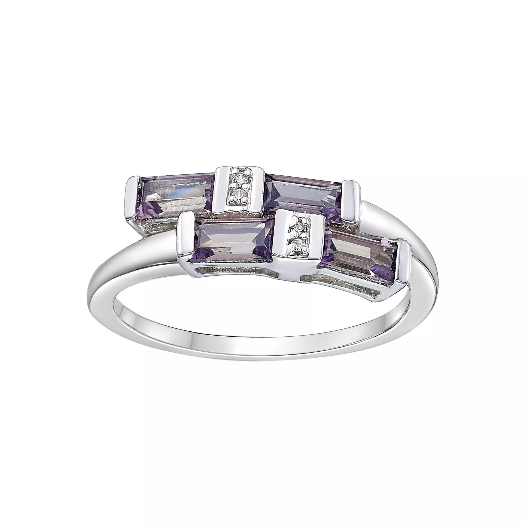 Gemminded Sterling Silver Lab-Created Alexandrite & Lab-Created White Sapphire Overlap Ring, Womens Product Image