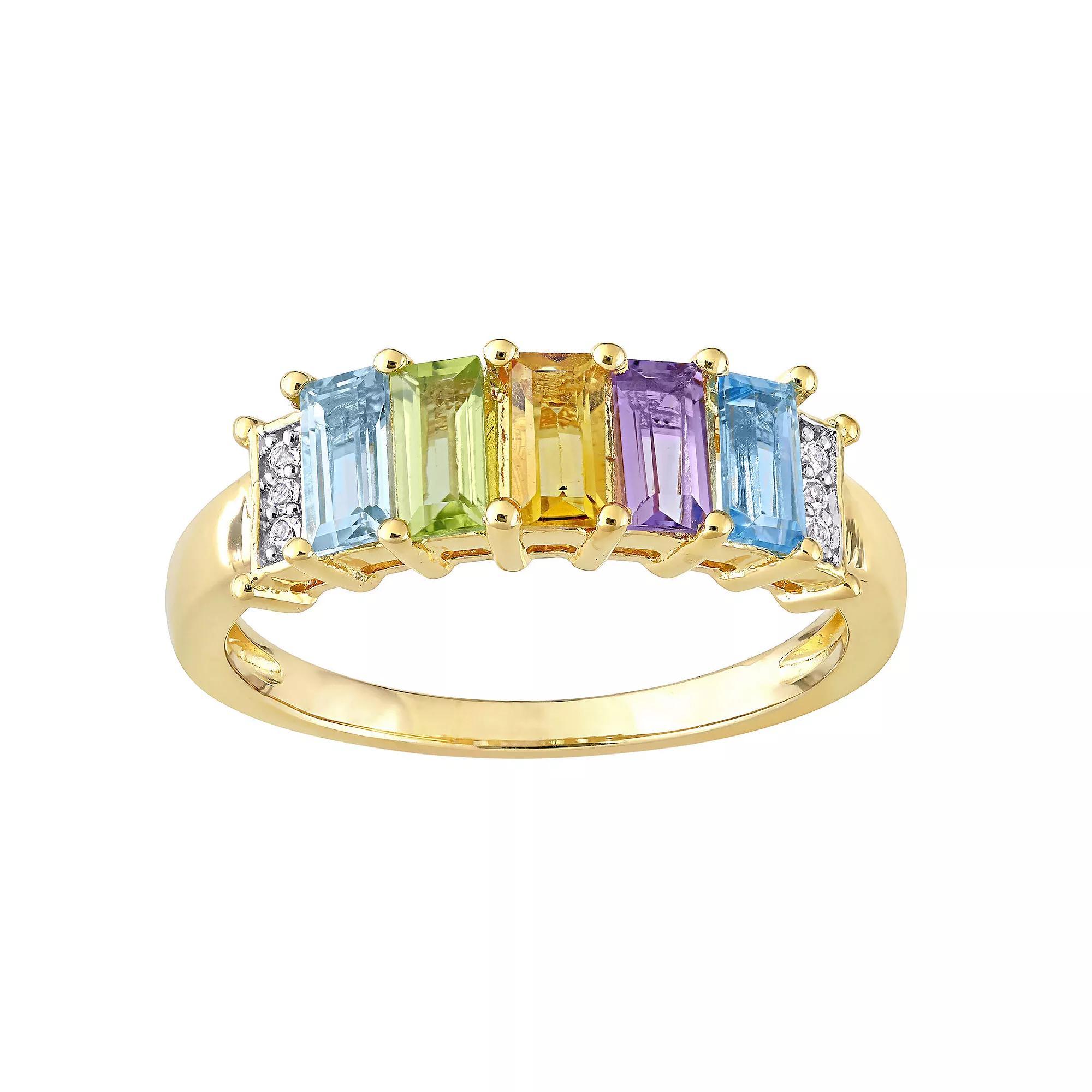 Stella Grace 18k Gold Over Silver Multi-Gemstone 5-Stone Ring, Women's, Sterling Silver Product Image