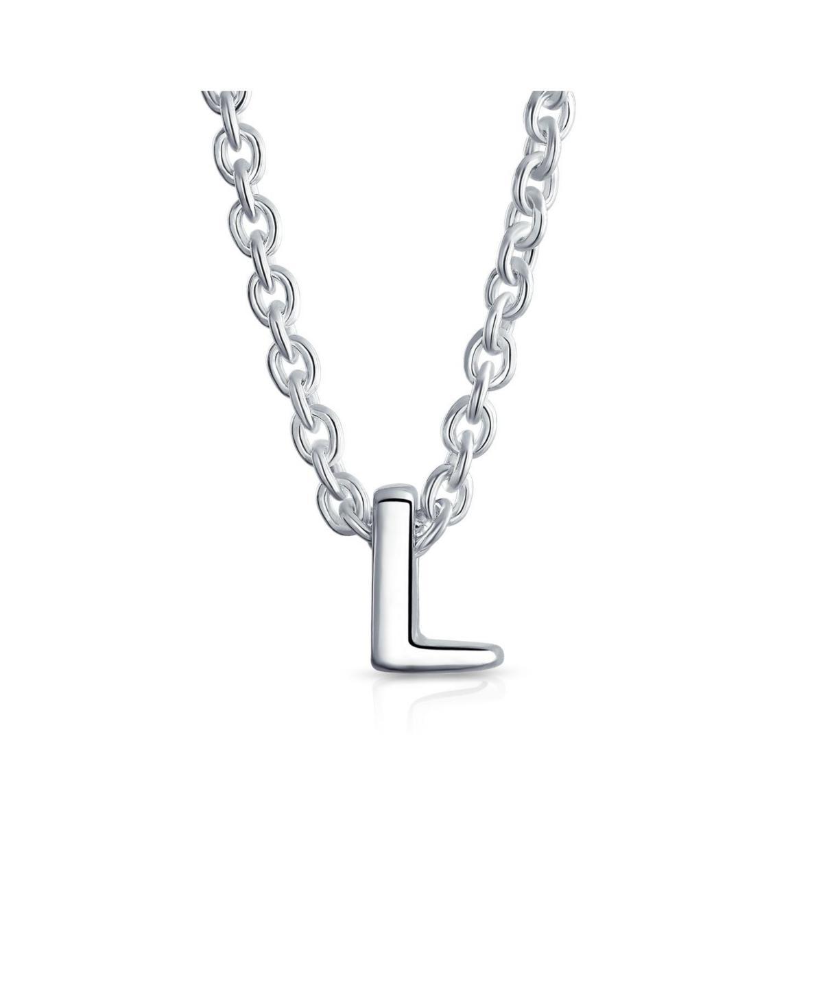 Bling Jewelry Tiny Block Letters Alphabet Pendant 925 Sterling Silver Initial Necklace For Women Product Image