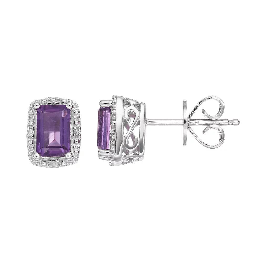 Celebration Gems Sterling Silver Pear Shaped Genuine Amethyst Diamond Accent Stud Earrings, Women's, Blue Topaz Product Image