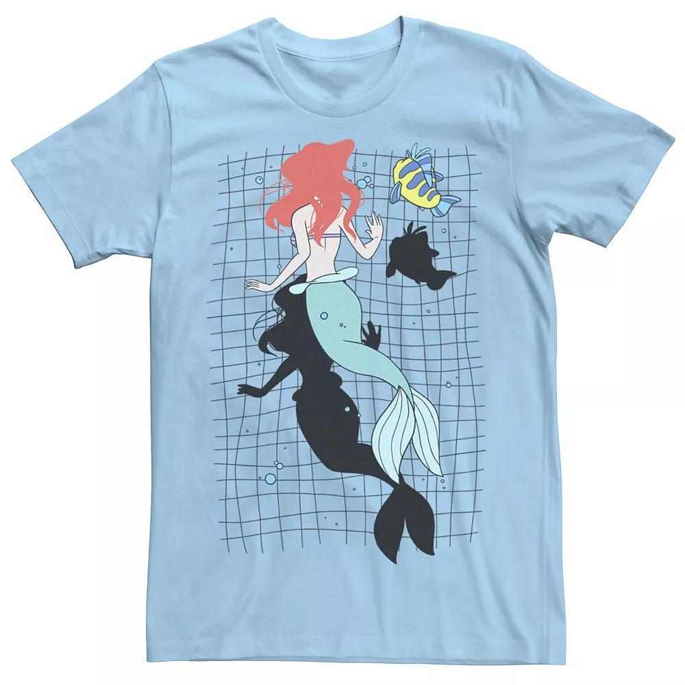 Disney's The Little Mermaid Ariel And Flounder Men's Swimming Portrait Tee, Size: 3XL, Light Blue Product Image