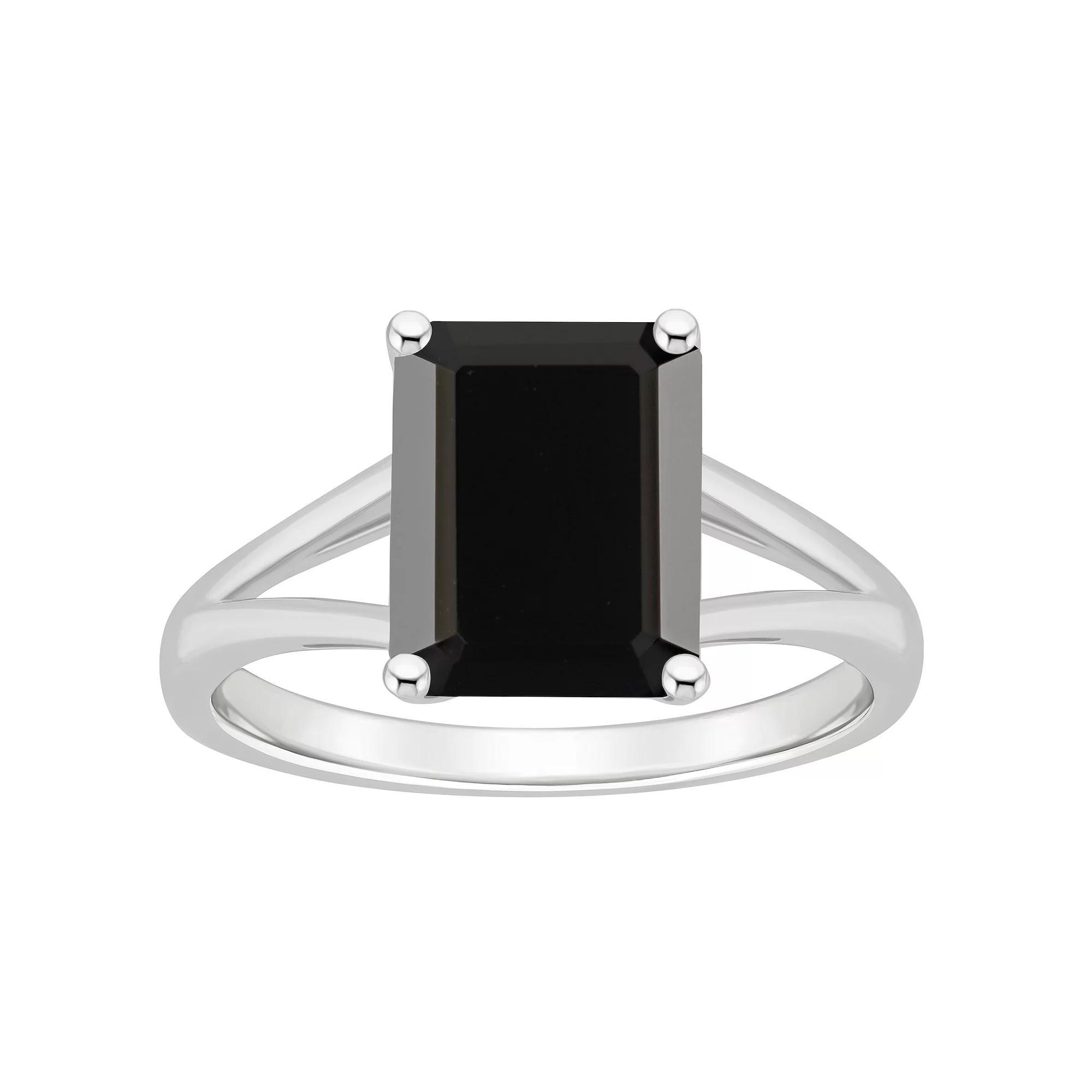 Alyson Layne Sterling Silver Emerald Cut Black Onyx Ring, Women's, Size: 10 Product Image