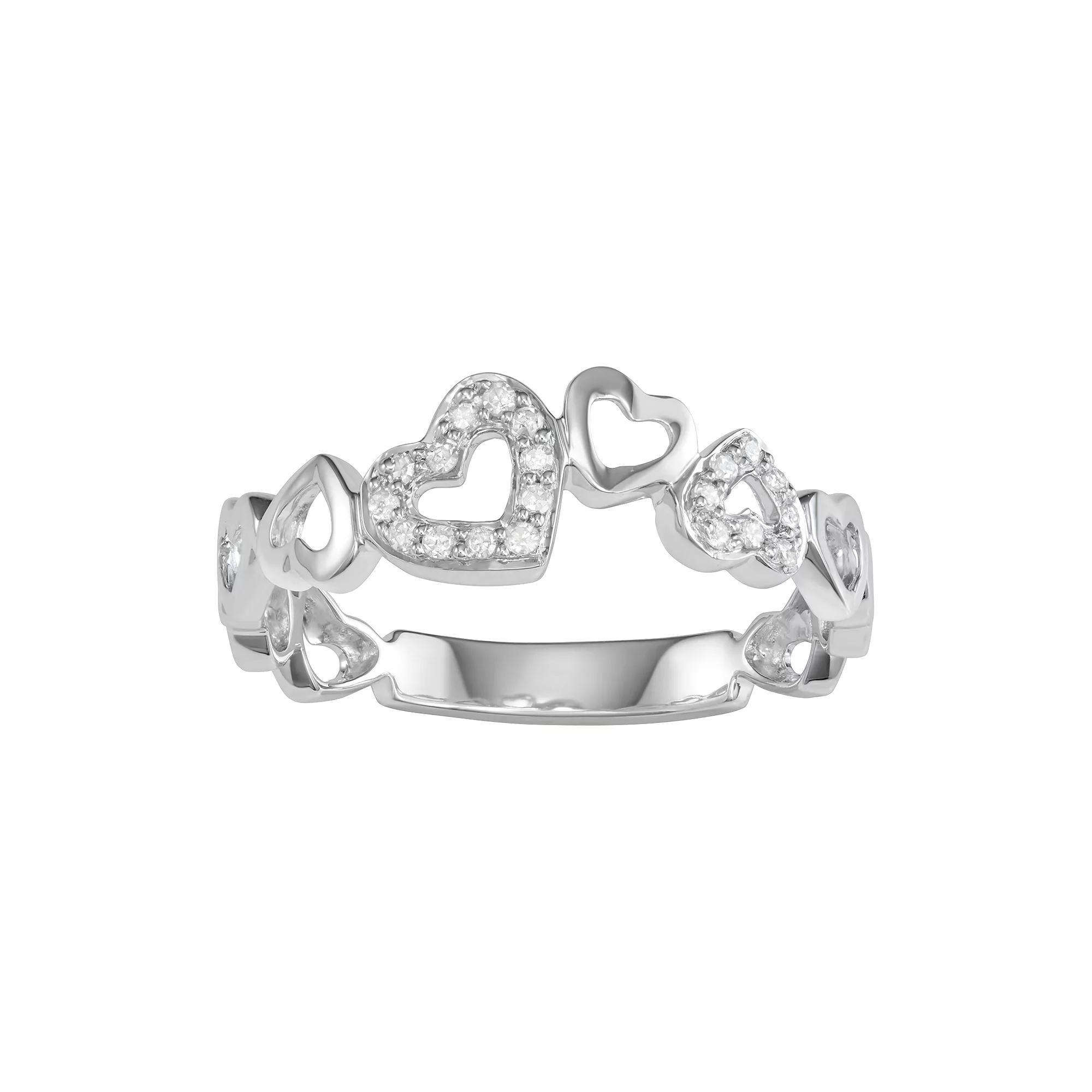 Sterling Silver Diamond Accent Heart Ring, Women's, Size: 7, Silver Tone Product Image