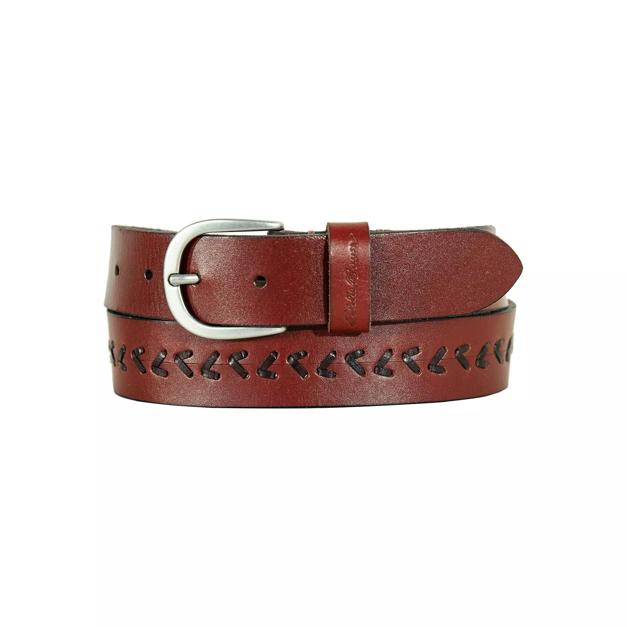 Women's Eddie Bauer 1.25-in. Center Lacing Detailed Leather Belt, Size: XXL, Brown Product Image