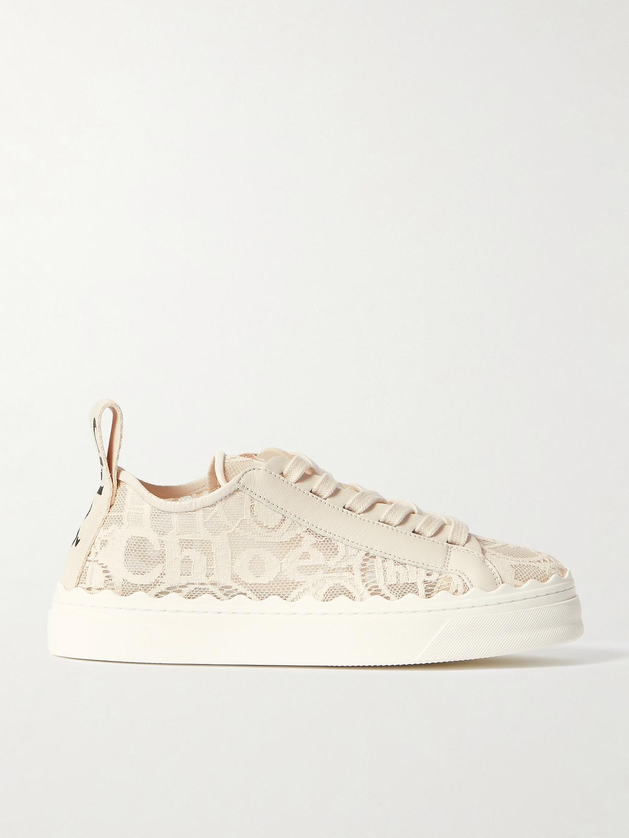 CHLOÉ Beige Lace Lauren Sneakers In Mild Beige Product Image