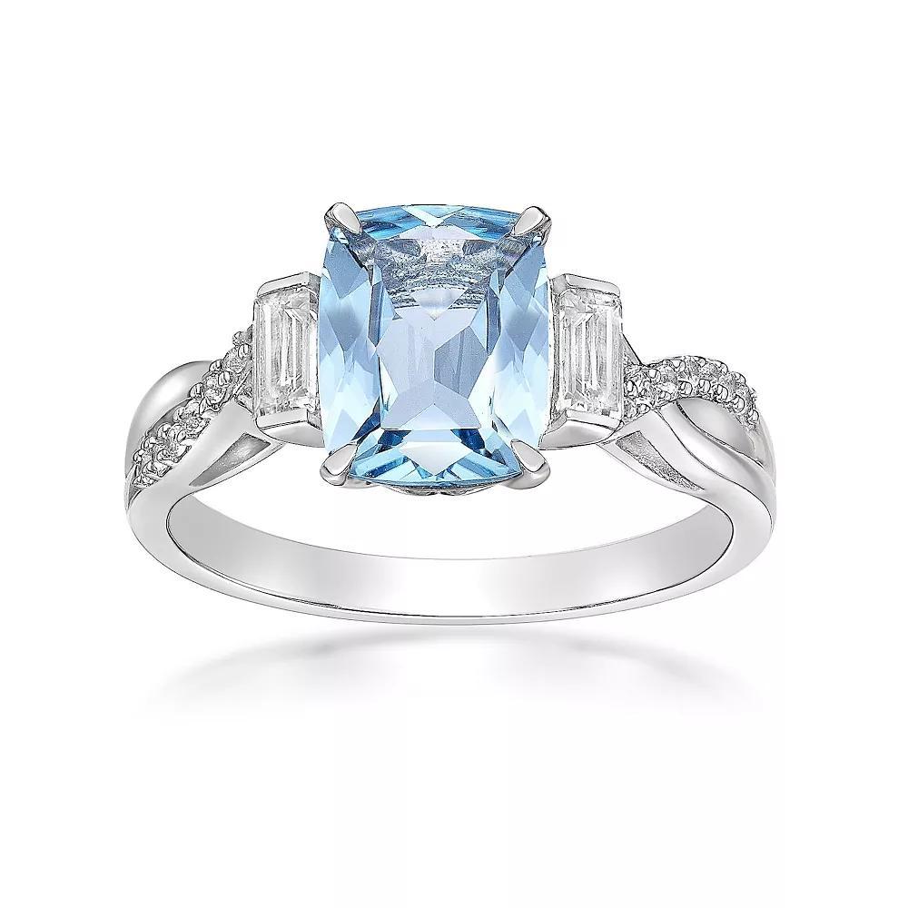 Gemminded Sterling Silver Blue Topaz & White Topaz Ring, Women's, Size: 6 Product Image