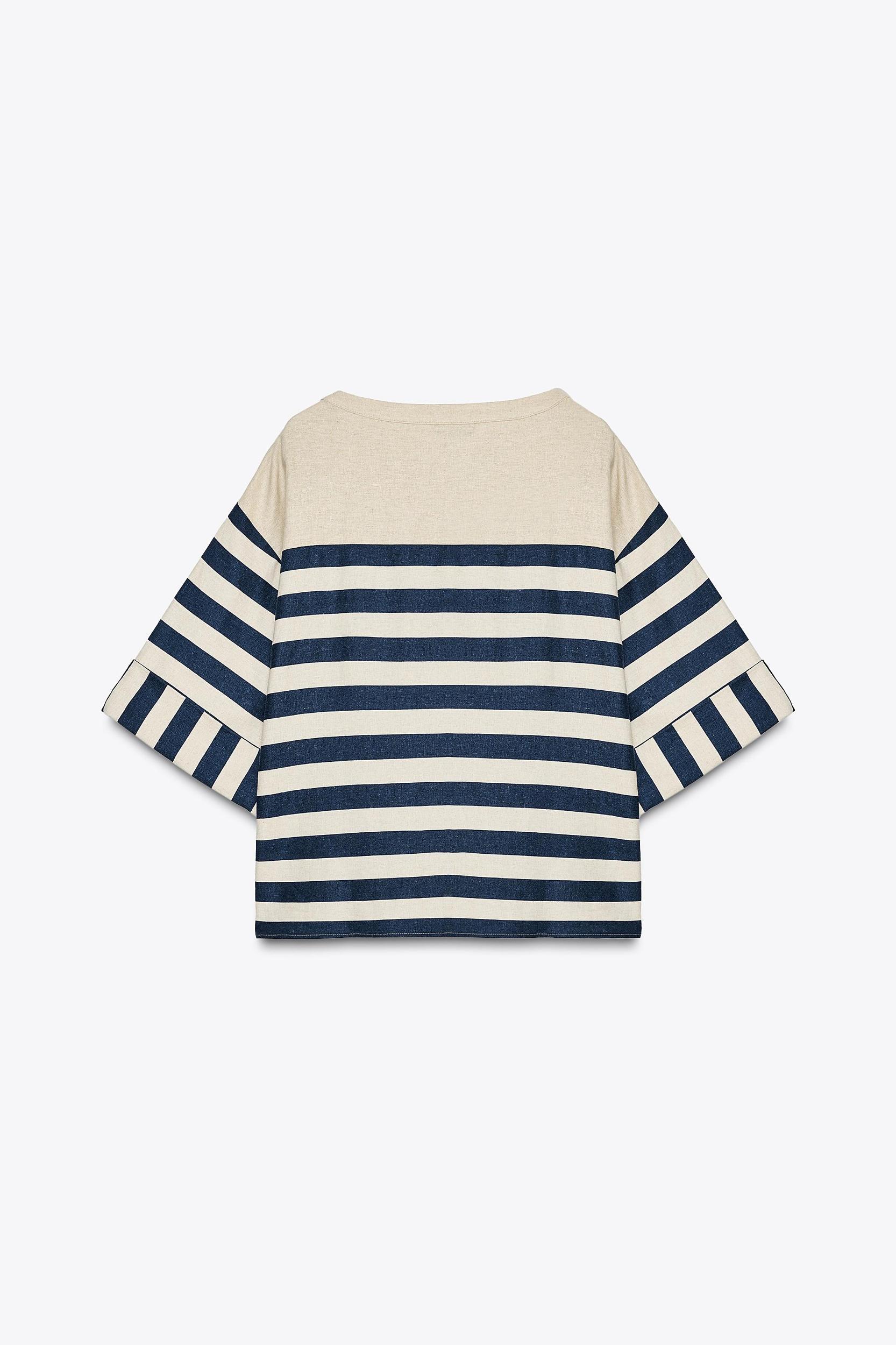 STRIPED LINEN BLOUSE Product Image