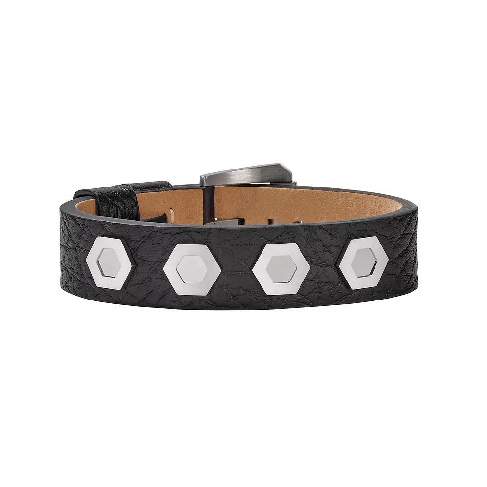Bulova Mens Precisionist Detail Black Leather Buckle Bracelet, Size: 5.75+2ADJ Product Image