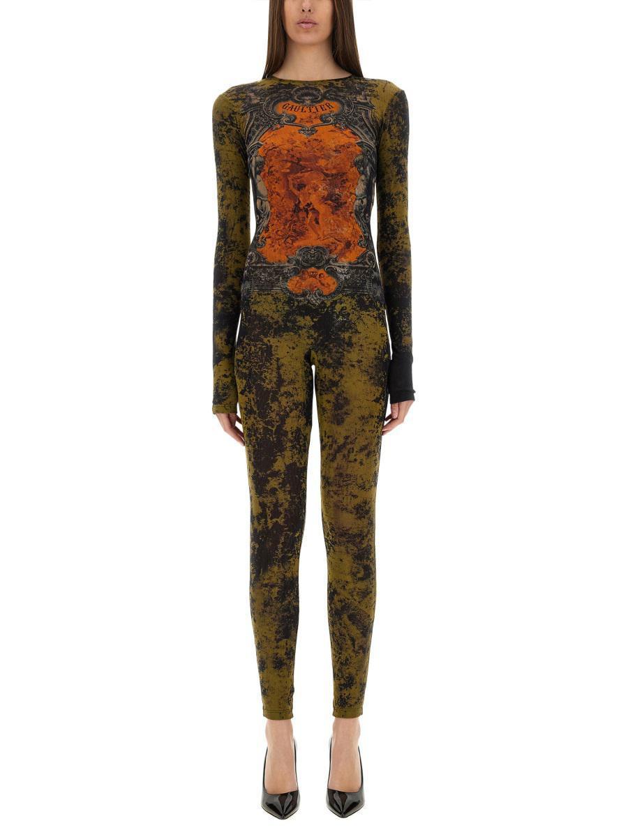 JEAN PAUL GAULTIER Graphic Print Full-length Dress With Long Sleeves In Black Product Image