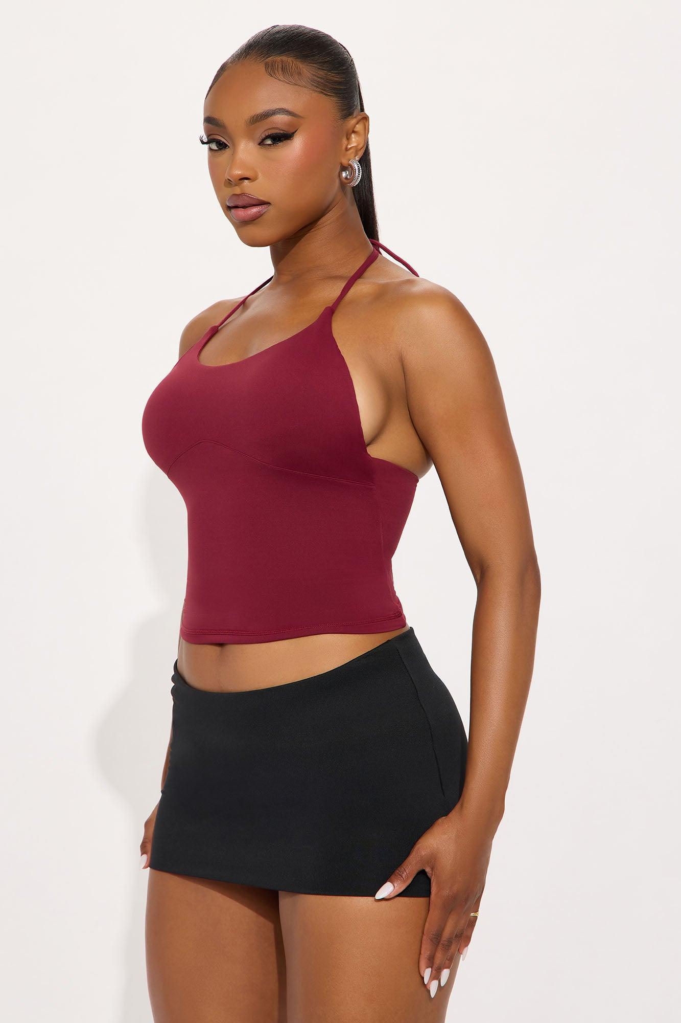 Second Skin Double Lined Cut Out Halter Top - Wine Female Product Image