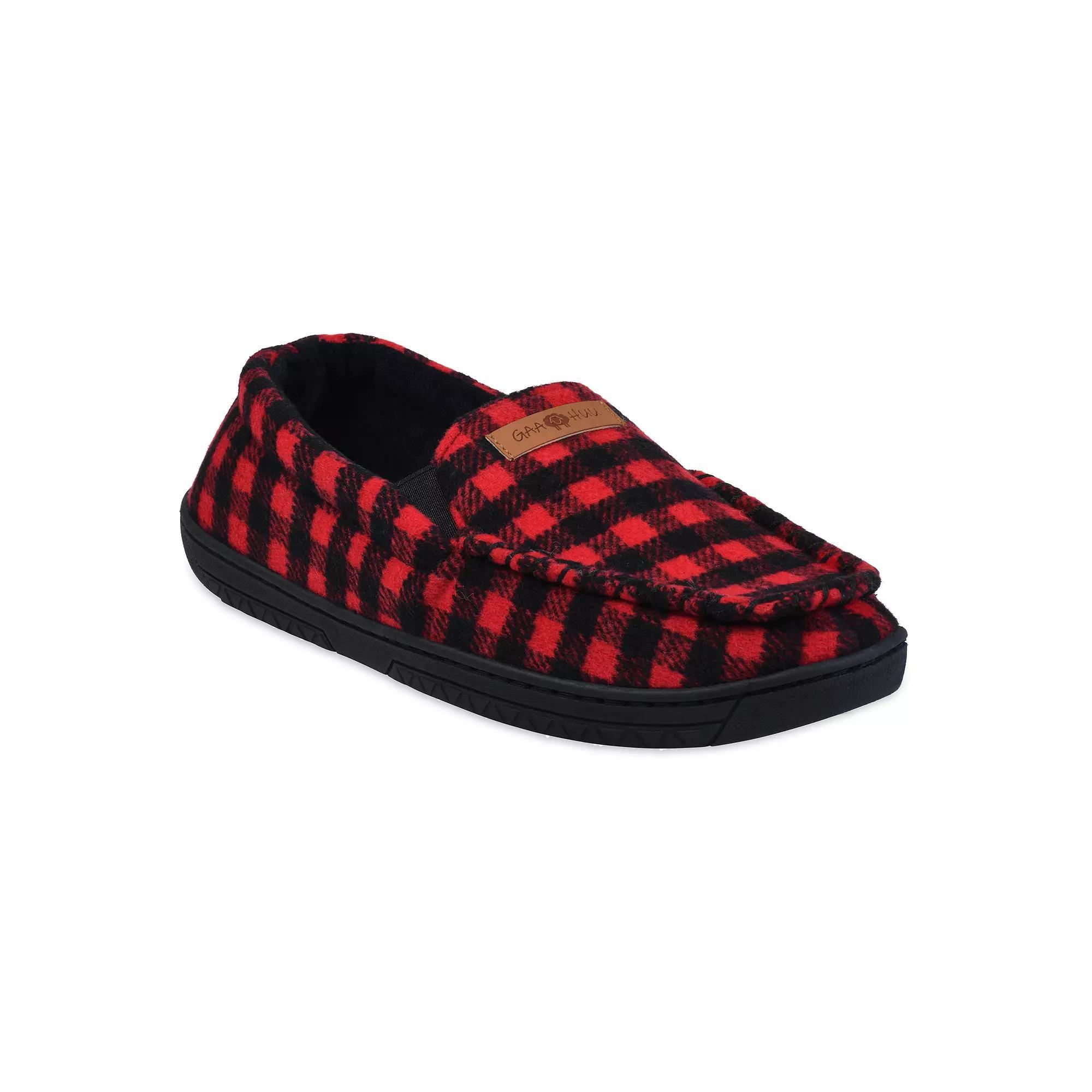 GaaHuu® Faux Wool Men's Moccasin Slippers, Size: Large, Black Product Image