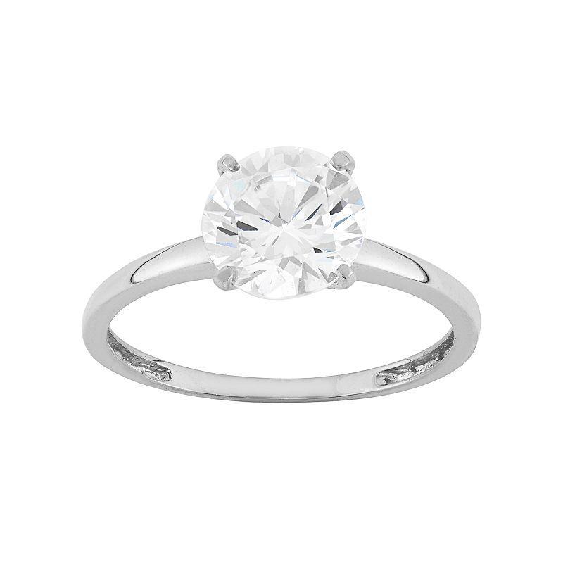 Cubic Zirconia Solitaire Engagement Ring in 10k Gold, Women's, Size: 9, Yellow Product Image