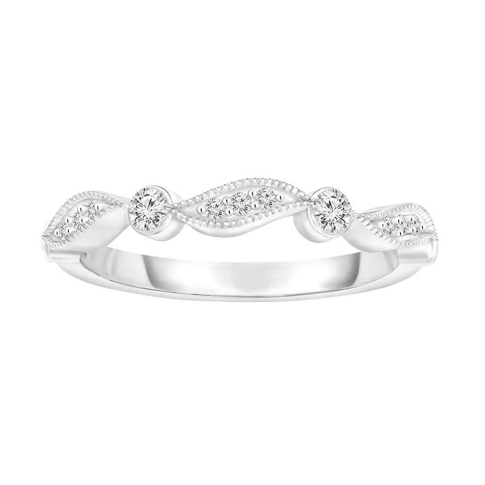 10k White Gold 1/6 Carat T.W. Diamond Band Ring, Women's, Size: 7 Product Image