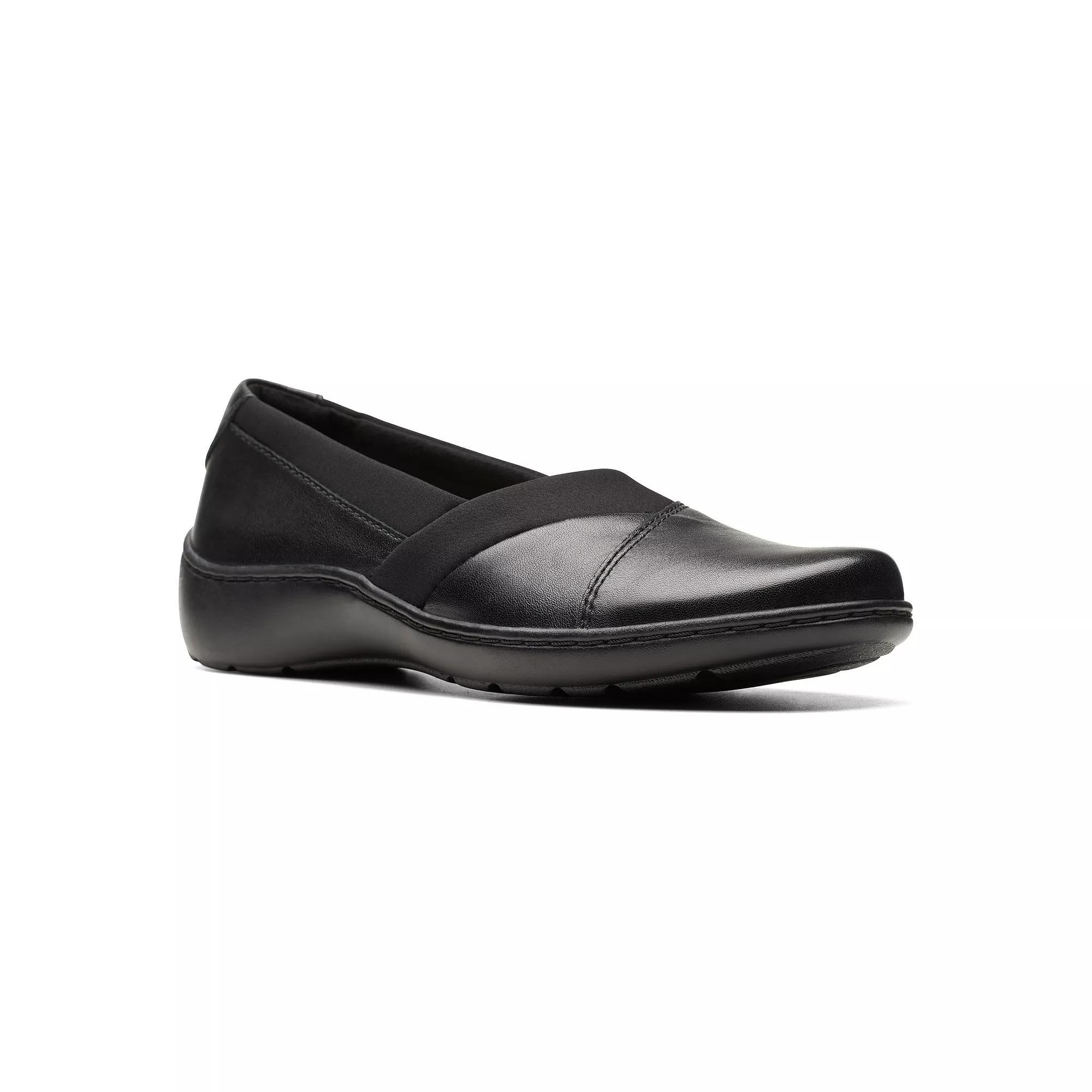 Clarks® Cora Amanda Women's Leather Slip-On Shoes, Size: 9, Black Product Image