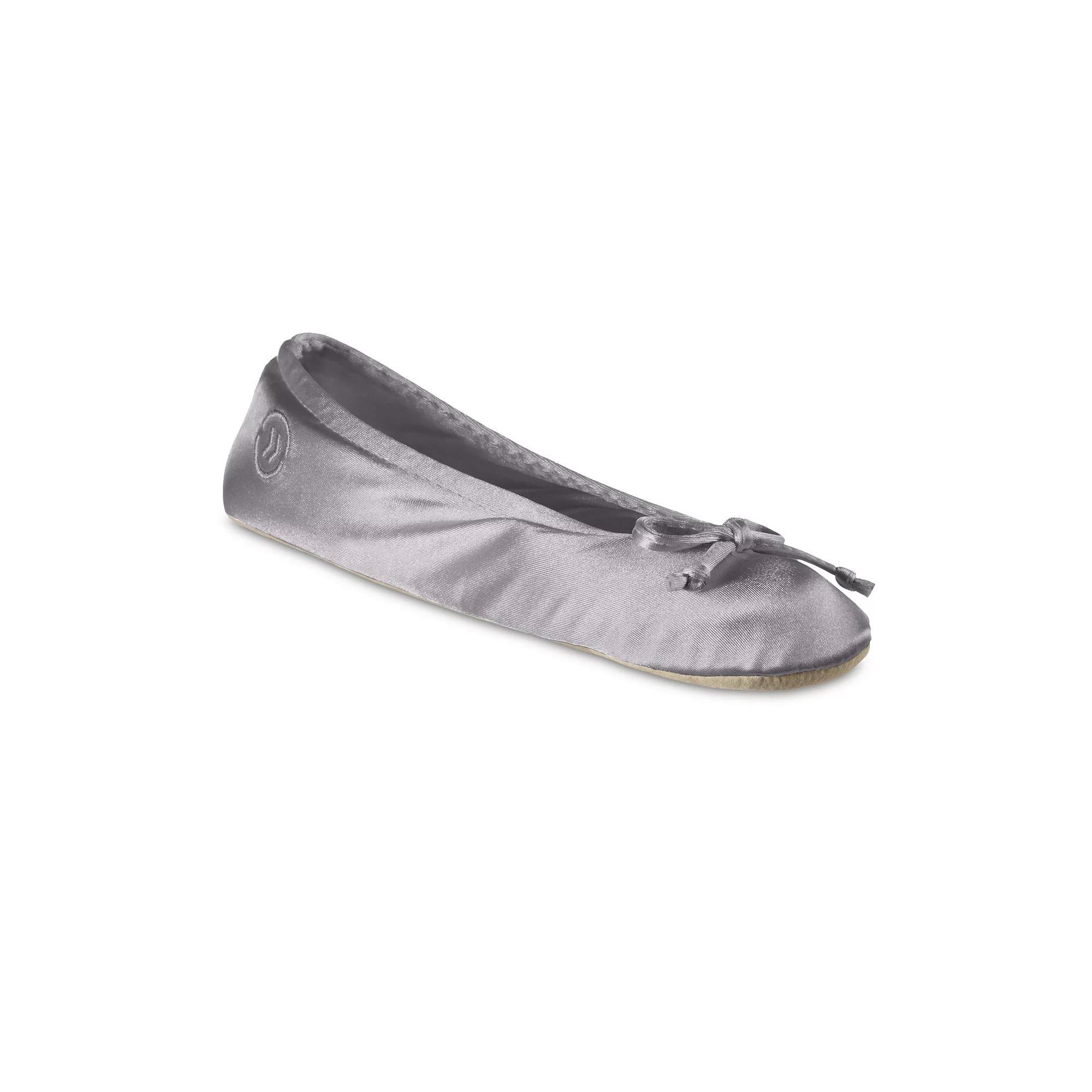 isotoner Satin Womens Ballerina Slippers Evening Brown Product Image