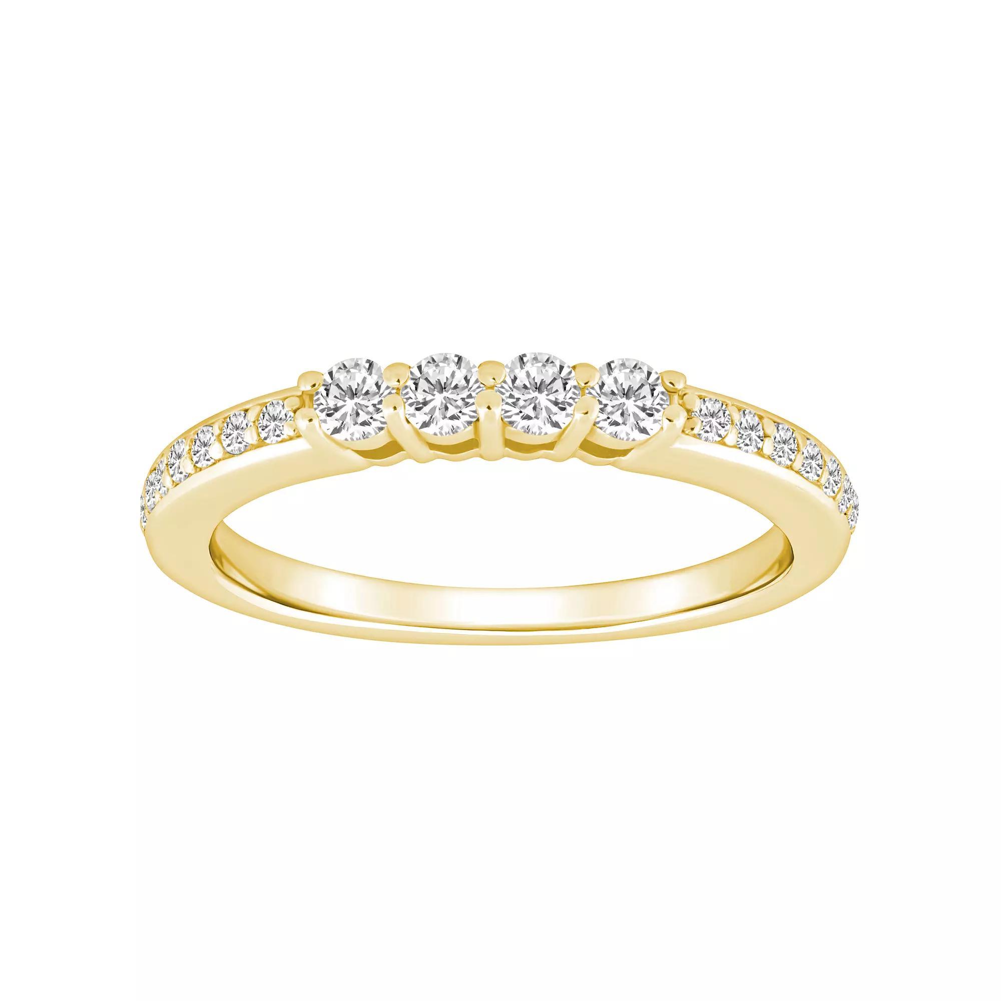 Alyson Layne 14k Gold 3/8 Carat T.W. Diamond 4-Stone & Pave Band Wedding Ring, Womens 14k White Gold Product Image