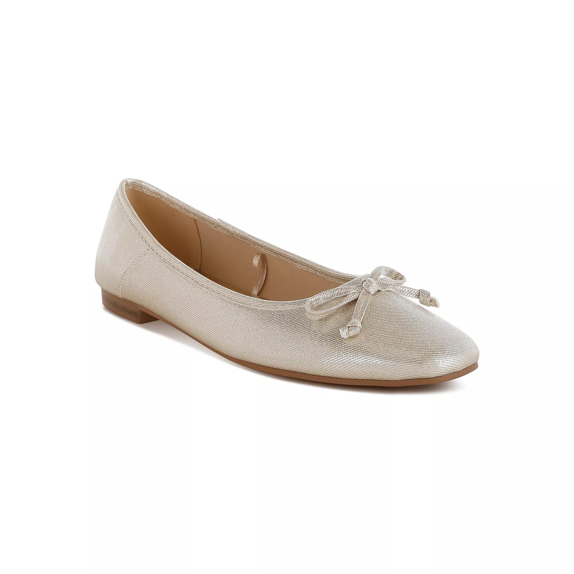 Rag & Co Agshin Women's Bow Detail Glitter Ballet Flats, Size: 8, Gold Product Image